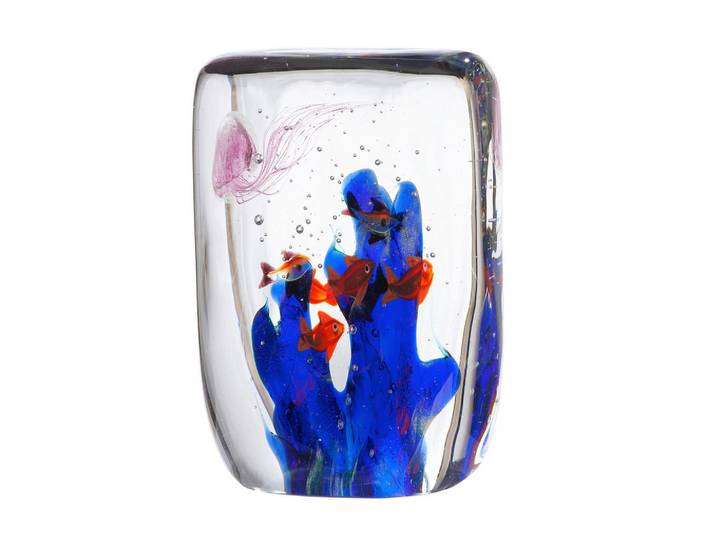 Dekofisch Riff, Blau, Glas, Fische, rechteckig, 14x20x7 cm, handgemalt, Dekoration, Dekofiguren & Skulpturen, Dekotiere