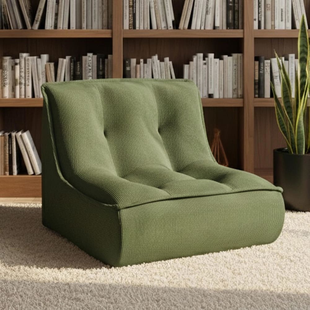 Oviala Fauteuil compressé en velours côtelé type chauffeuse vert Vert 90x70x80cm