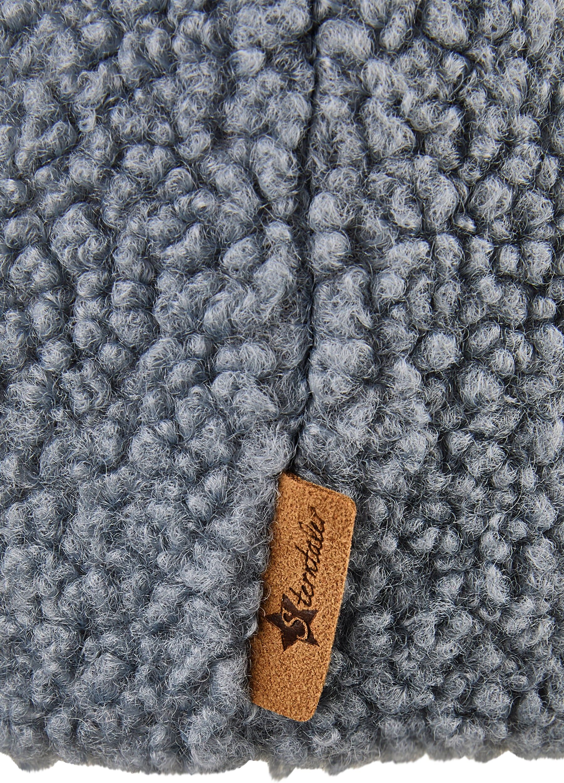 Bommelmütze STERNTALER "Inka-Mütze Öhrchen", Damen, Gr. 47, blau (graublau), Obermaterial: 100% Polyester PES. 100% Polyester PES. 100% Polyester PES. 100% Polyester PES., Mützen Bommelmütze