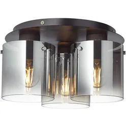 BRILLIANT Lampe Beth Deckenleuchte 35cm schwarz/rauchglas   3x A60, E27, 60W, g.f. Normallampen n. ent.   Für LED-Leuchtmittel geeignet   Dimmbar bei Verwendung geeigneter Leuchtmittel