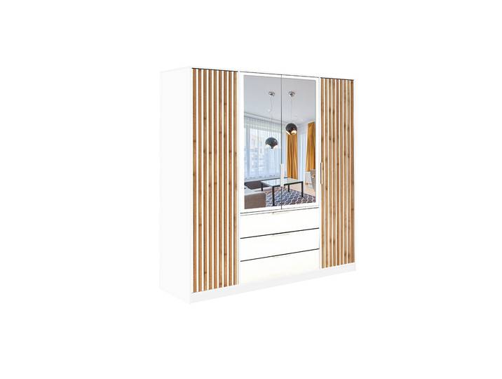Masseno Drehtürenschrank GAREN 196/200/57,5cm 4-türig mit Spiegel Weiß