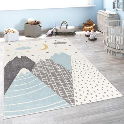 Paco Home Kids Rug with Pastel Mountains dreamy Stars and Moon for Nursery
