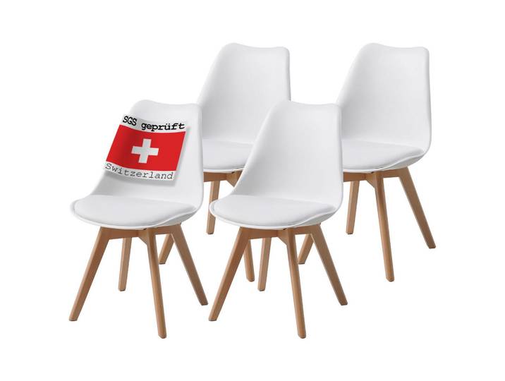 Albatros Esszimmerstuhl Aarhus 4er-Set, Weiß, Kunststoff, 49x81x43 cm, Esszimmer, Stühle, Esszimmerstühle