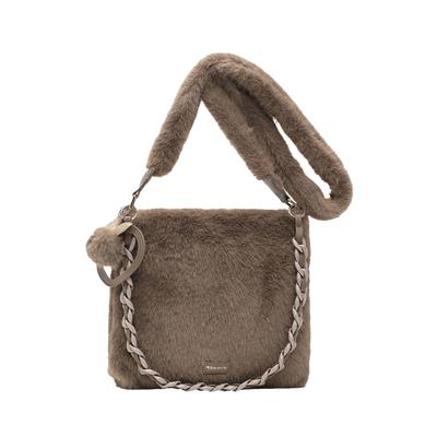 Umhängetasche TAMARIS "Umhängetasche TAS Marijana", Damen, Gr. B/H/T: 26cm x 27cm x 5cm, taupe 900, Polyester, Taschen Umhängetasche