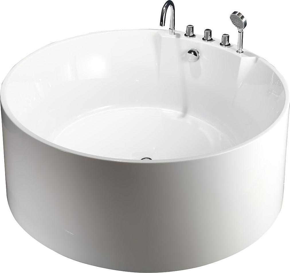 Freistehende runde Badewanne mit Armatur 150 x 150 x 58 cm Weiß 373 L LINDA