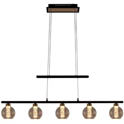 Näve, Pendelleuchte, LED Glas-Pendelleuchte Brass l: 90cm schwarz (1200 lm)