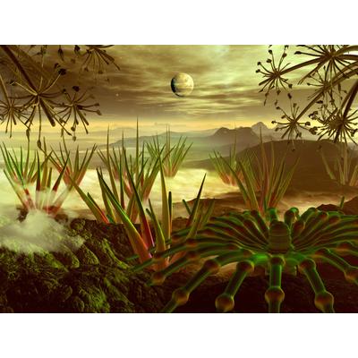 Fototapete PAPERMOON "PLANETEN-FUTURISTISCH WELTRAUM MOND GALAXIE UNIVERSUM", bunt, B:5m L:2,8m, Vlies, Tapeten