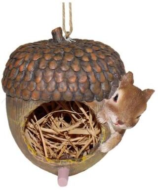 Santas Workshop Inc "5"" Resin Acorn and Squirrel Bird House"