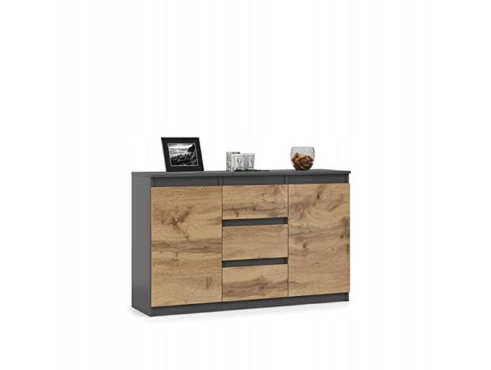 VBChome Kommode – Moderner Mehrzweckschrank mit 3 Schubladen und 2 Türen, 120 x 35 x 75 cm, Elegante Graphitfarbe, grifflose Fronten, ideal für Flur, Schlafzimmer, Wohnzimmer und Kinderzimmer