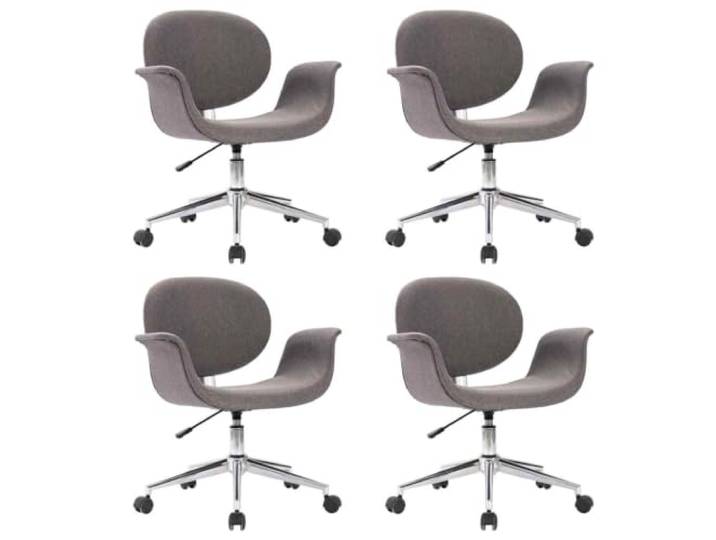 KUTYWEXFM Esszimmerstuhl 4er Set Drehbar Höheneinstellbar Stoff Hellgrau Ergonomische Polsterstühle mit Kunststoffrollen für Wohnzimmer und Schlafzimmer. Flexibel drehbar mit Gasfederung.