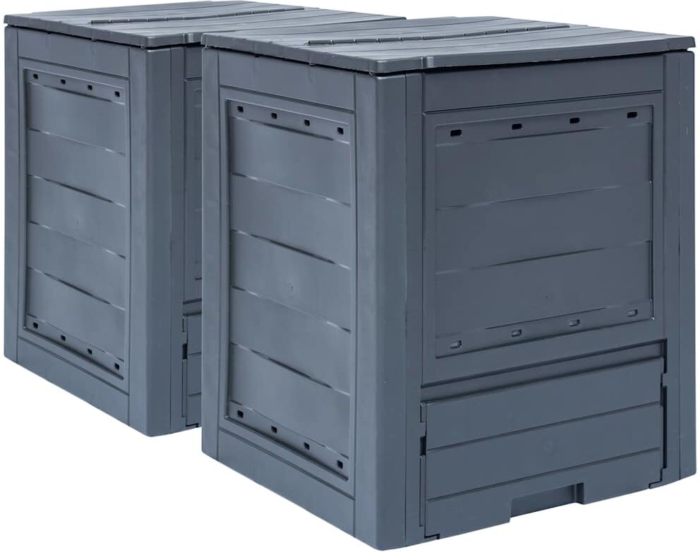 vidaXL Compostadores de jardín 2 unidades gris 520 L 60x60x73 cm Gris