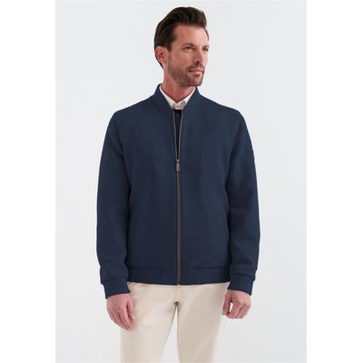Lederimitatjacke PIERRE CARDIN "Bomber", Herren, Gr. L, blau (blau, dunkelblau), 100% Lederimitat, unifarben, normal, V-Ausschnitt, Jacken, im Bomber-Stil