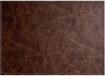CounterArt Mocha Luxurious Vegan Faux Leather Placemats 4 Pack Look and Feel of Genuine Leather Infused with Copper Easily Wipes Clean