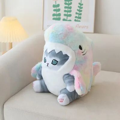 Modern Mode Marketplace Kawaii Shark Cat Plush Toy Soft Stuffed Colorful Doll For Kids b