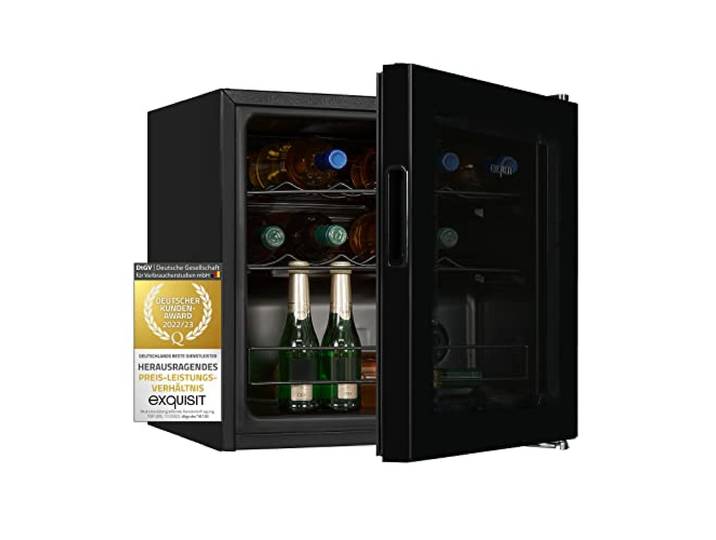 Exquisit Weinkühlschrank WS1-12-GT-030G - 43 l, Schwarz, Glasfront