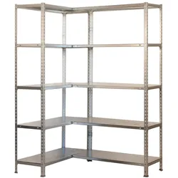 SimonRack Simoncorner schraubenloses Metallregal 10 Böden. Farbe VERZINKT 2000x1300x300 mm