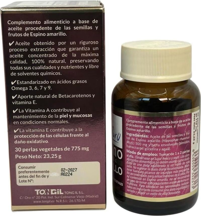 Tongil Espino Amarillo Omega 7 Clinic Estado Puro 30 Perlas Talla Única Unisex