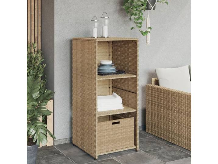 Promo printemps Placard/Armoire Haute，CLARENCE Meuble de rangement de jardin - beige 50x55x115cm résine tressée - M283347