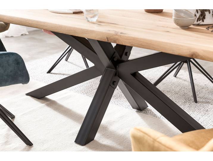 Esstisch HOME AFFAIRE Hudson , beige (natur, schwarz), B:240cm H:77cm T:100cm, Tische, Esstisch, erweiterbar durch Ansteckplatte Hudson