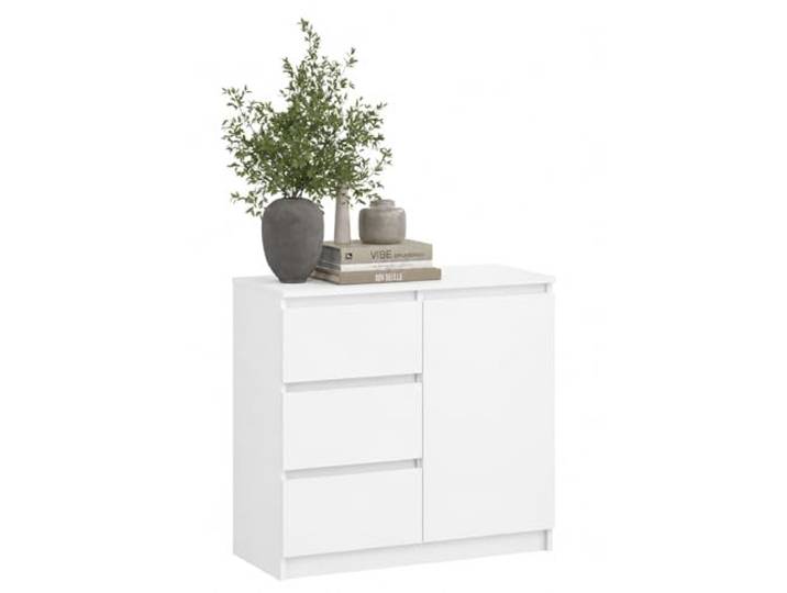 KUBUTKU Kommode Moderner Sideboard Mehrzweckschrank für Schlafzimmer Flur Wohnzimmer Büro (Weiß, 80x97x40cm 1Türen 3Schubladen)