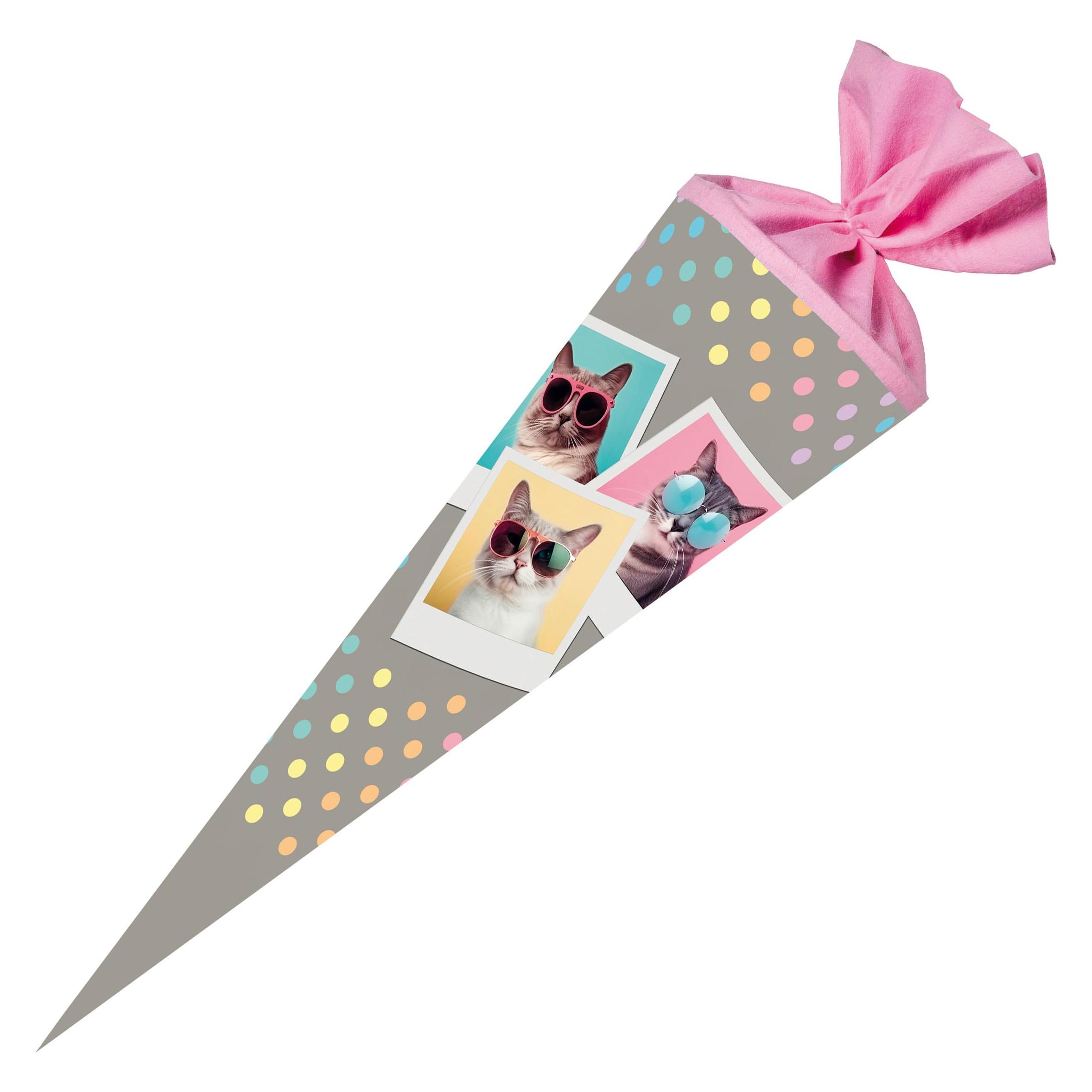 Nestler Schultüte Cool Cats 70cm rund (70 cm, 1x) (46642940)