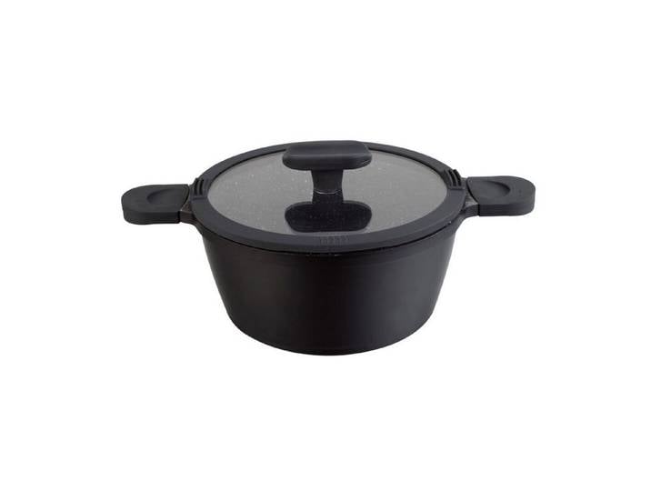 Mulex Kochtopf HAPPY Alugußtopf 28 cm schwarz inkl. Glasdeckel, Aluguß (exzellenter Antihafteffekt, leichte Reinigung), induktionsgeeignet