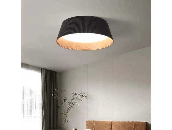 Cannelé côtelé Grain de bois LED plafonnier rond minimaliste lampe à LED chambre salle à manger lampe étude chambre d'enfants décor lampe