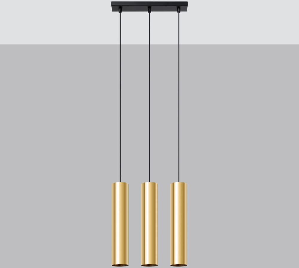Sollux Lighting Suspension Acier Éclat Doré GU10 3 Lagos Jaune 45x0x6cm
