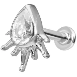 14 Karat Gold Labret mit Innengewinde MOISSANIT-TROPFEN + SONNENSTRAHLEN