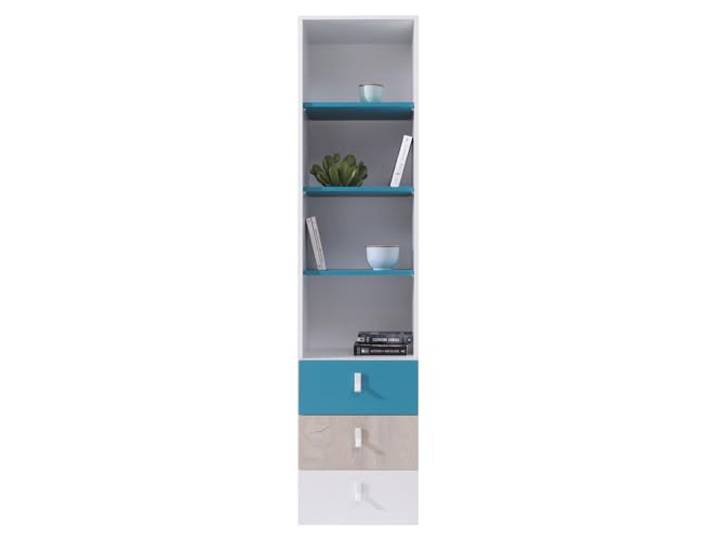 Lomadox Jugendzimmer Regal Regalschrank in weiß Eiche blau