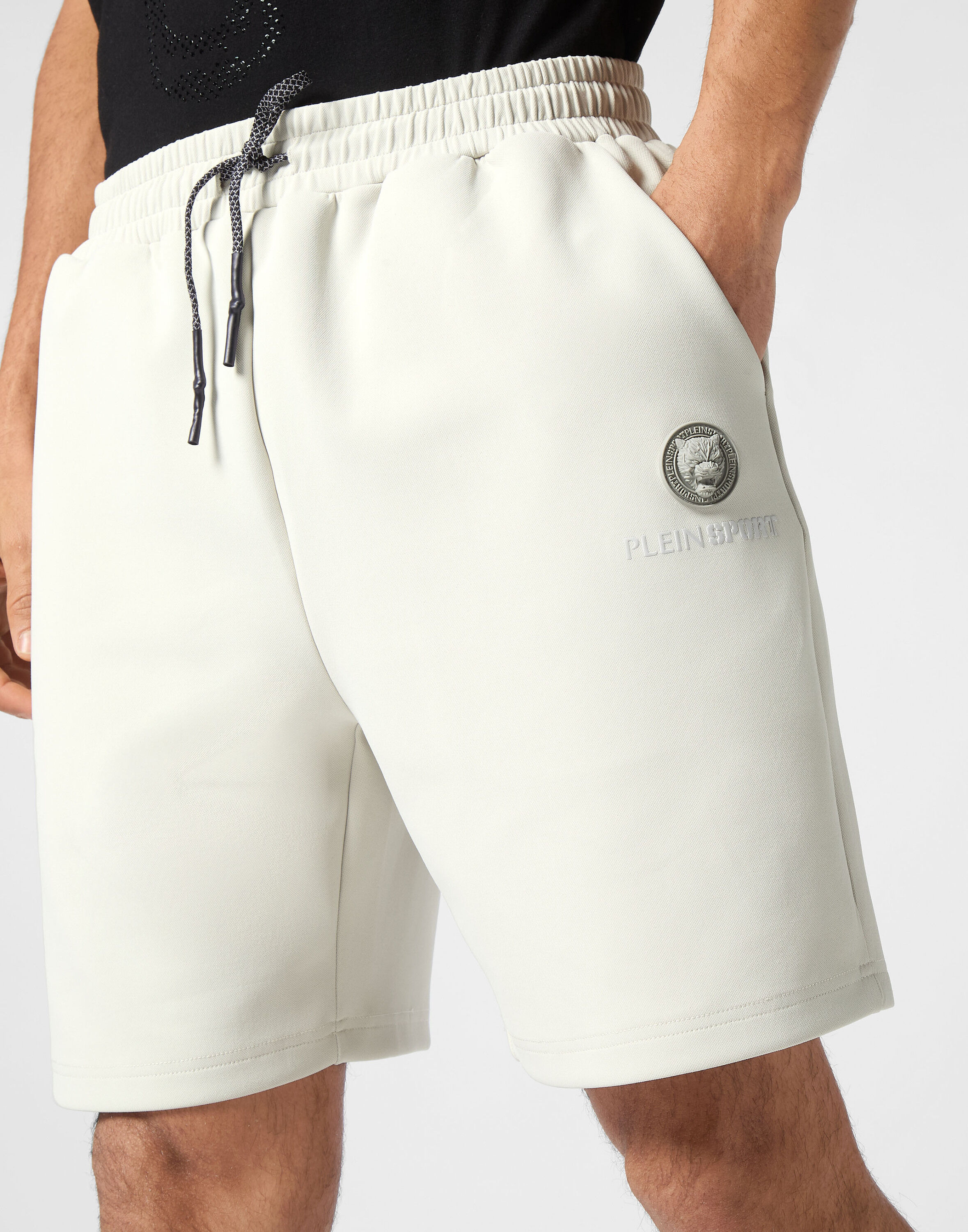 Shorts PLEIN SPORT "Jogging-Shorts", Herren, Gr. 4XL, US-Größen, grau (10, grau), Obermaterial: 95% Polyester, 5% Elasthan, Hosen Shorts