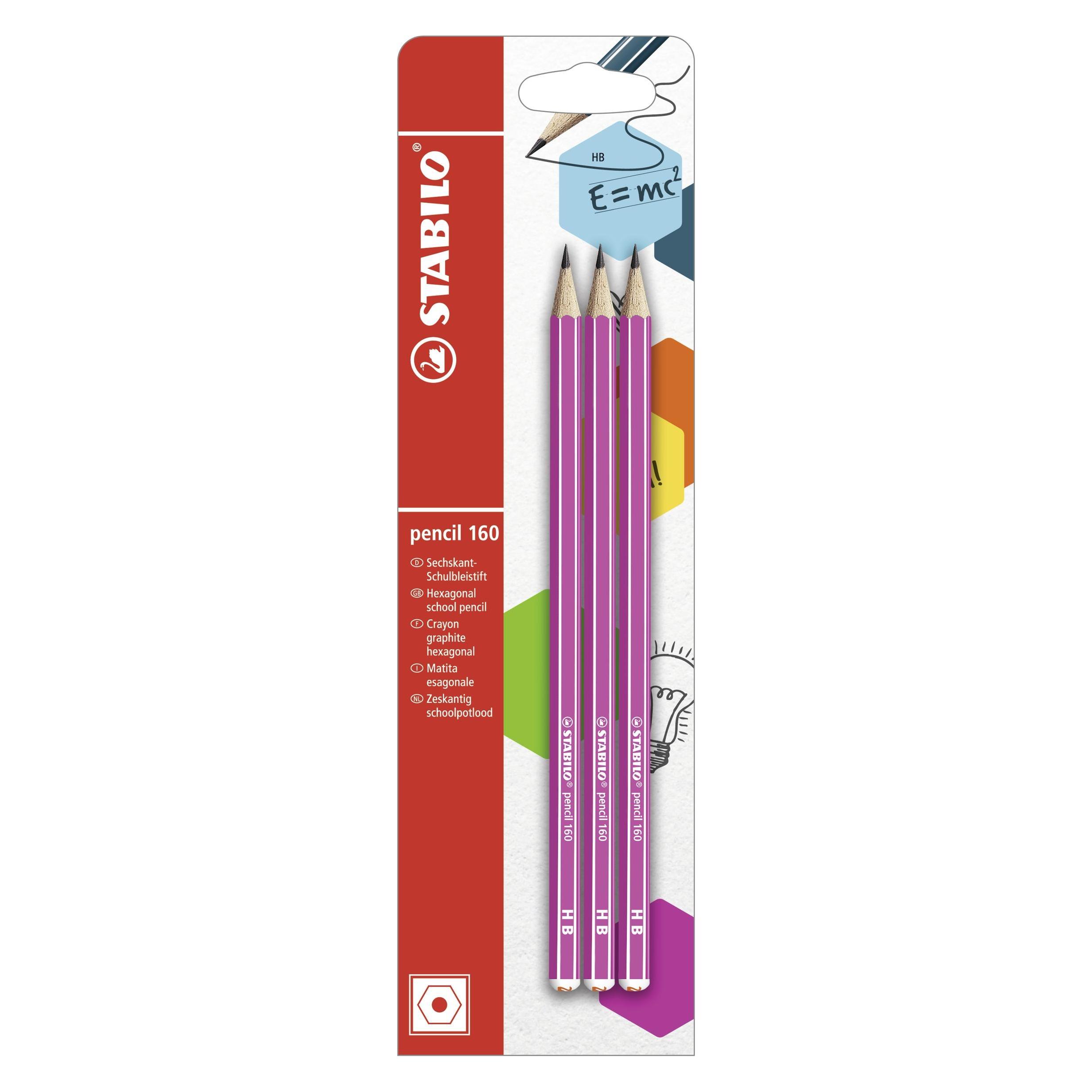 Stabilo Bleistift - pencil 160 in pink - 3er Pack - Härtegrad HB (2.20 mm, HB, 3x) (B-50709-10)