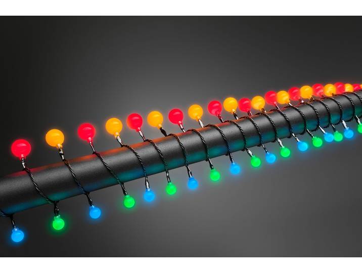 KONSTSMIDE LED-Lichterkette, schwarz, Dioden 80 Stk. Flammen 80 Stk., Gesamtlänge 11,32m, Lichterketten, LED Globelichterkette, kleine & große runde Dioden, 80 bunte Dioden, LED-Lichterkette