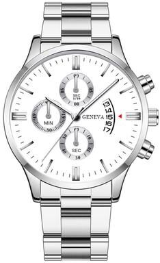 Uplifted Trends Mens Stainless Steel Quartz Watch Sleek Silver Design Ideal For Business & Sports white