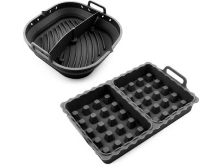 Livoo - Moule Set De 2 Accessoires Airfryer - Rétractable Avec Séparateur & Spécial Gaufres