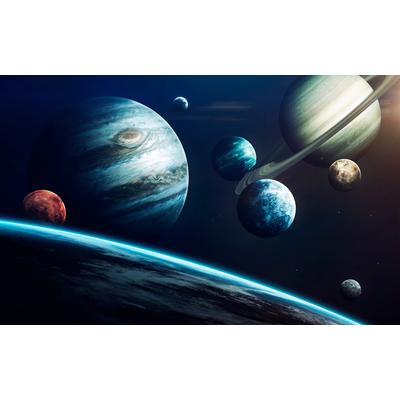 Fototapete PAPERMOON "PLANETEN SATURN ERDE MOND WELTALL SPACE", bunt, B:3m L:2,23m, Vlies, Tapeten