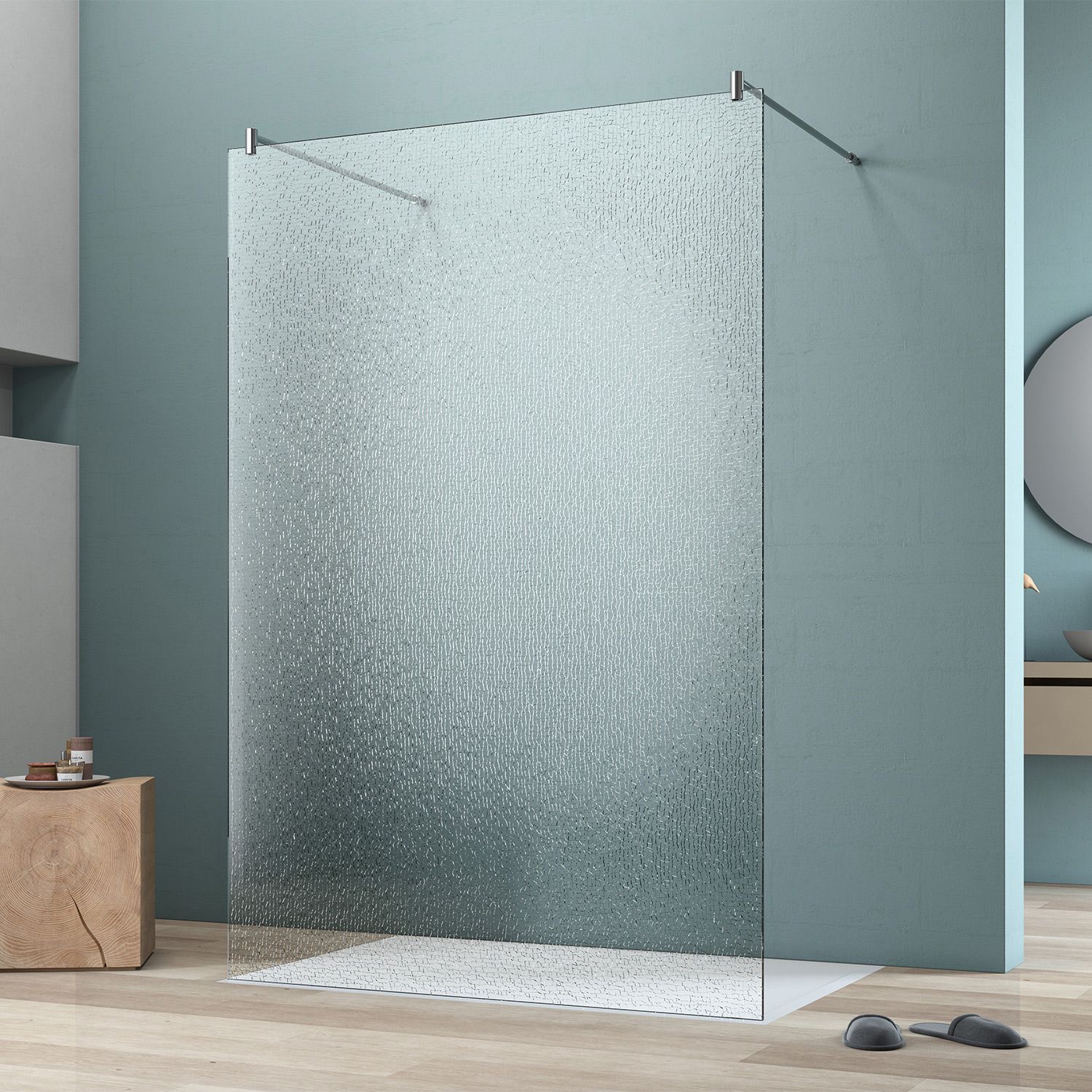 GEO maw flex 1-tlg. freistehende Seitenwand mit VSG, 80 cm mit Glasbeschichtung, Duschkabinen, AW002C0800MS,
