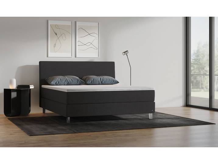 BRUNO Boxspringbett Premium 200x200cm in Schwarz Matratzen-Härtegrad: Links H3 / Rechts H2 mehrfach ausgezeichnet in Design & Qualität