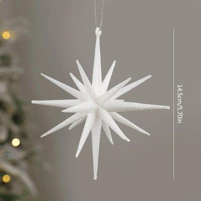Inspire Select Glitter Exploding Star Christmas Ornament Hanging Star Tree Decoration white 1