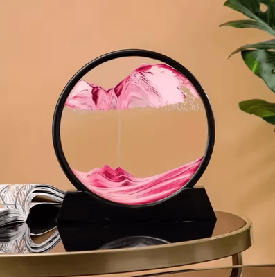 Inspire Curations 3D Moving Sand Art Picture Liquid Motion Sandscape Glass Frame Decor pink
