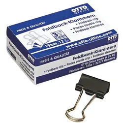 OTTO Office Foldback-Klammern 19mm, schwarz, 12 Stück schwarz, 1.9 cm