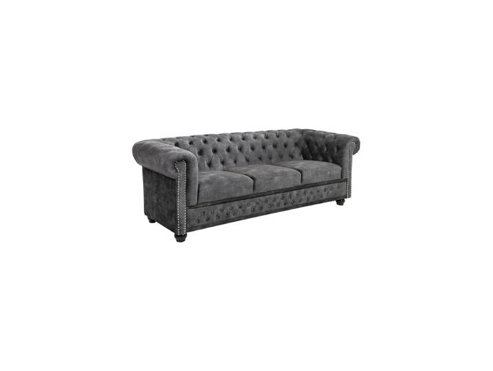 3-Sitzer Sofa „New Chesterfield“ mit Samtbezug Grau Invicta Interiors