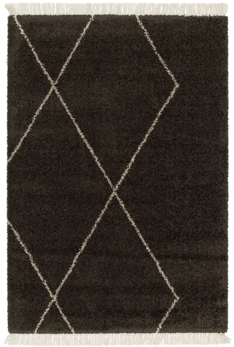 Boho&me Berber vloerkleed Atlas Grid donkerbruin 160 x 230 cm