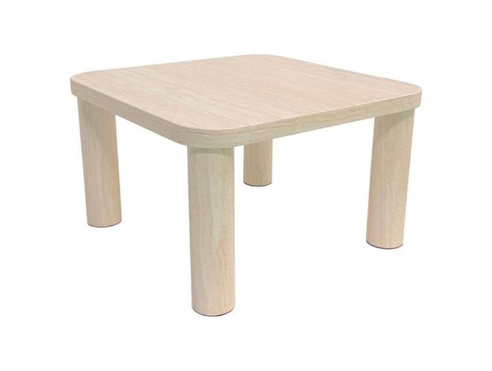 Toilinux - Table basse carrée effet travertin GÖRAN - Beige
