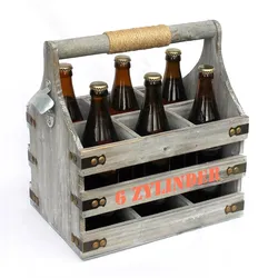 DanDiBo Bierträger mit Flaschenöffner Flaschenträger 6 Zylinder 93540 Bierkiste Holz