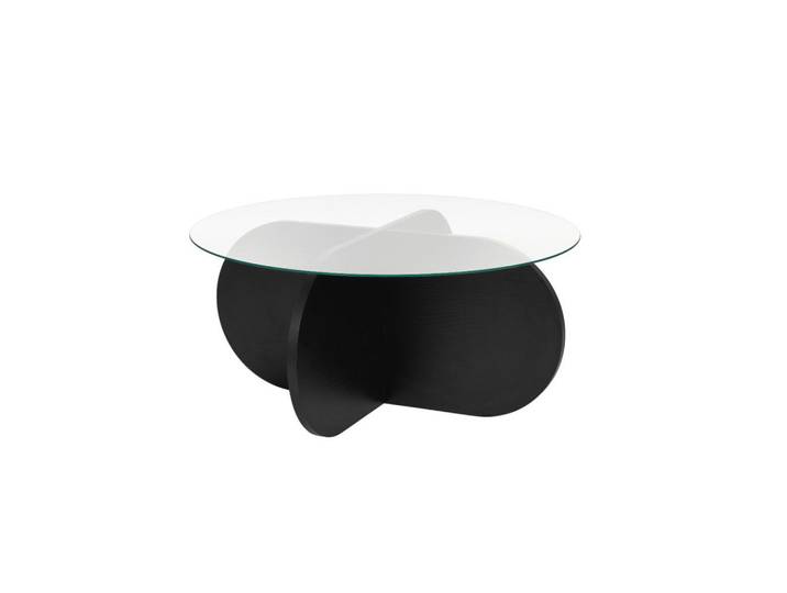 Calicosy Couchtisch mit gekreuzten Beinen und gehärteter Glasplatte 75/75/35 cm, Schwarz, 75x35x75 cm, Wohnzimmer, Wohnzimmertische, Couchtische