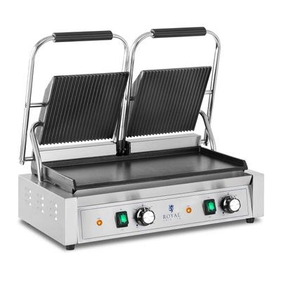 Helloshop26 - Doppel-Panini-Presse Toaster mit geriffelten und glatten Seiten 3600 Watt 50–300 °C mit Fettauffangbehälter aus 14_0004005