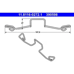 Feder Bremssattel ATE 11.8116-0272.1 (20 Stk.) für VW Seat Ford Transporter T4