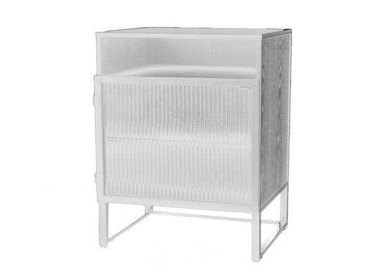 Table de chevet blanche en bois métal et verre L38 cm Rico - Amadeus