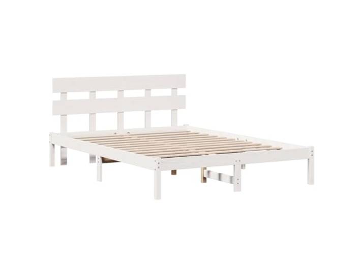 PUGYNBK Bettgestell 150 x 200 cm, massives Kiefernholz Mit Kopfteil, modernes Design, warmes Braun, robust und langlebig